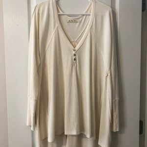 Free People Citrine Textured Cotton Blend Top